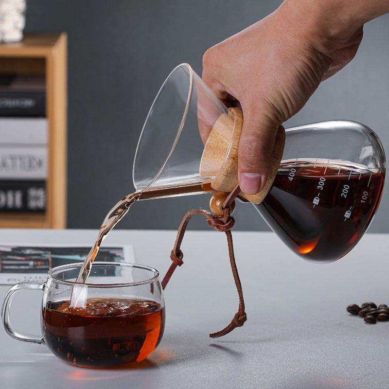 JIKANNOYA コーヒーサーバー 割れない 400ml 高ホウ素シリカガラス材料 目盛付き 直火対応 コーヒーポット 透明 電子レンジ 食洗機対応 コーヒー用品 使いやすい 洗いやすい 多用途 家用 喫茶店 1~3杯用