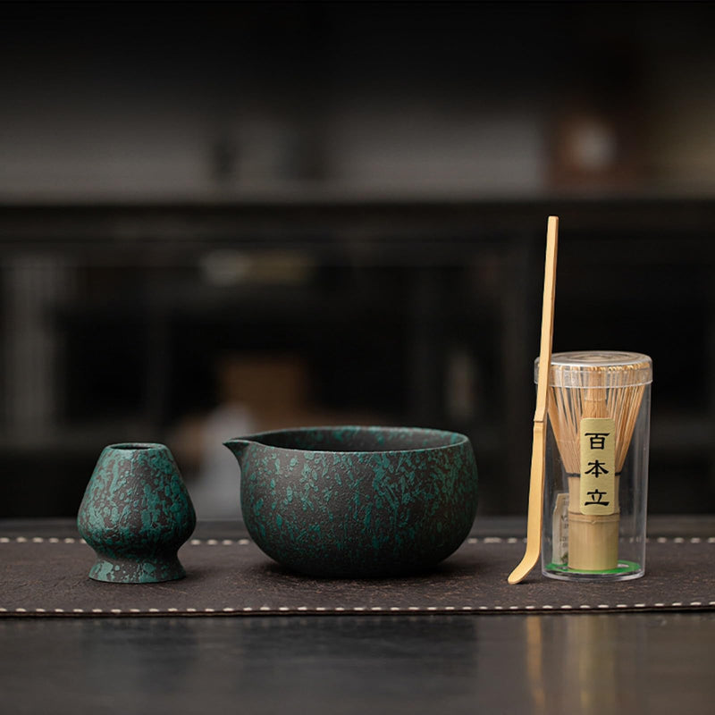 JIKANNOYA 抹茶 セット matcha set 初心者 茶道具 4点セット 陶器 抹茶茶碗 bowl 茶杓 茶せん 百本立 whisk 茶筅立て くせ直し お手入れも簡単 自宅用 ceremony 母の日 父の日 誕生日 贈り物 gift おしゃれ cute 高級 おうち時間グッズ CJ180