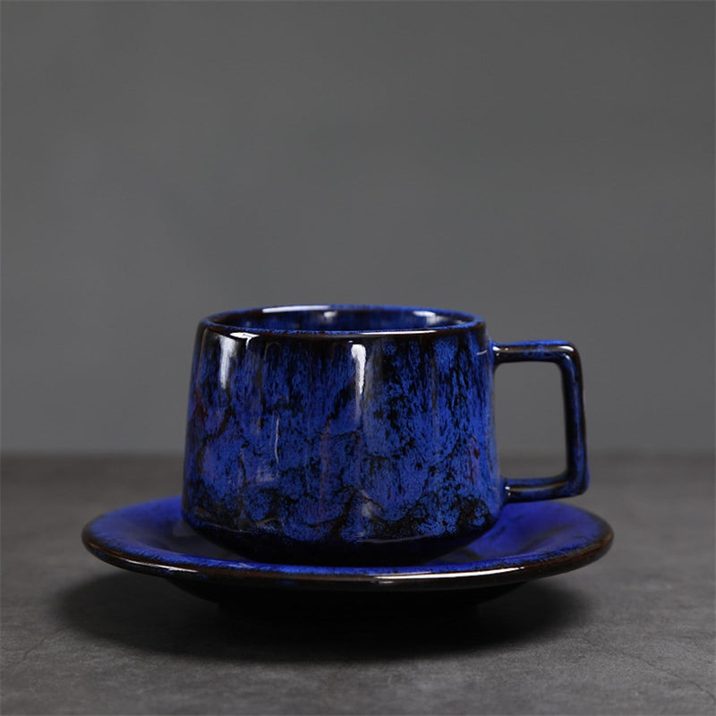 JIKANNOYA コーヒーカップ 陶器 ソーサー セット セラミック カップアンドソーサー ティーカップ 電子レンジ 食洗機対応 コーヒー 珈琲 お茶 ティー 高級 レトロ おしゃれ ソーサー付き 自宅用 カフェ食器 喫茶店 業務用 結婚祝い ギフト KFB03