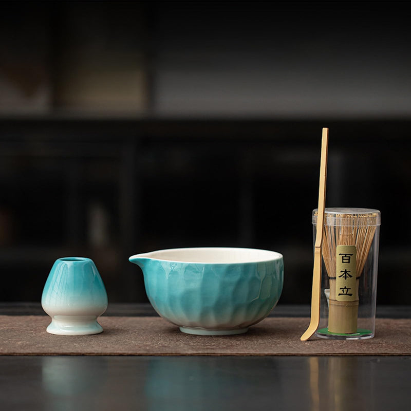 JIKANNOYA 抹茶 セット matcha set 茶道具 4点セット陶器 抹茶茶碗 bowl 茶杓 茶杓立て 茶せん 百本立 whisk 茶筅立て くせ直し 綿茶巾 抹茶篩 お手入れも簡単 初心者 自宅用 ceremony 母の日 父の日 誕生日 贈り物 gift おしゃれ cute 高級 CJ142