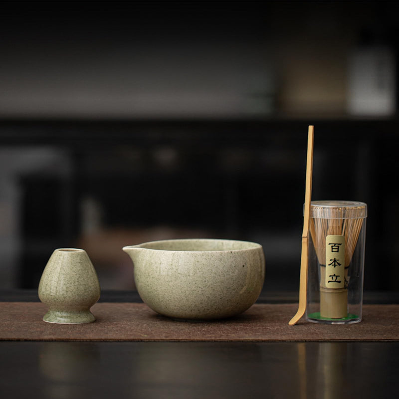 JIKANNOYA 抹茶 セット matcha set 初心者 茶道具 4点セット 陶器 抹茶茶碗 bowl 茶杓 茶せん 百本立 whisk 茶筅立て くせ直し お手入れも簡単 自宅用 ceremony 母の日 父の日 誕生日 贈り物 gift おしゃれ cute 高級 おうち時間グッズ CJ185