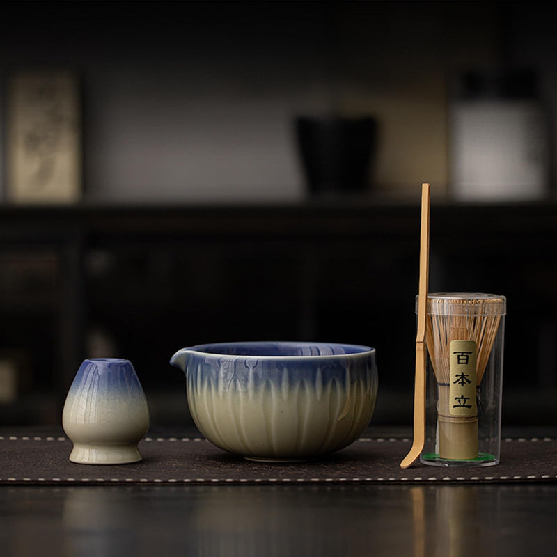 JIKANNOYA 抹茶 セット matcha set 茶道具 4点セット陶器 抹茶茶碗 bowl 茶杓 茶せん 百本立 whisk 茶筅立て くせ直し お手入れも簡単 初心者 自宅用 ceremony 母の日 父の日 誕生日 贈り物 gift おしゃれ cute 高級 おうち時間グッズ CJ169