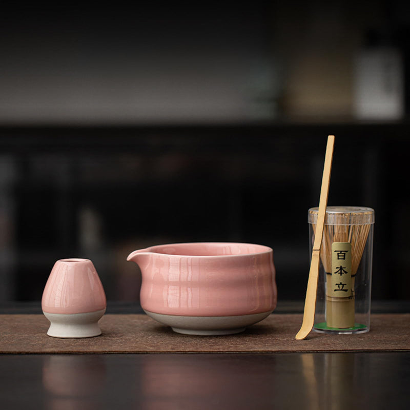 JIKANNOYA 抹茶 セット matcha set 茶道具 4点セット陶器 抹茶茶碗 bowl 茶杓 茶せん 百本立 whisk 茶筅立て くせ直し お手入れも簡単 初心者 自宅用 ceremony 母の日 父の日 誕生日 贈り物 gift おしゃれ cute 高級 おうち時間グッズ 汝窯 CJ156