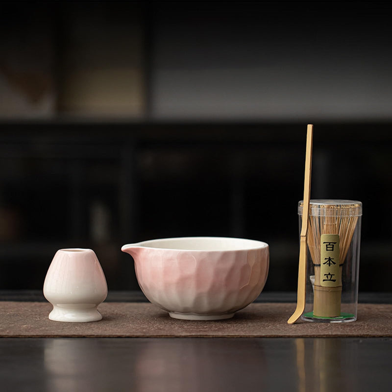 JIKANNOYA 抹茶 セット matcha set 茶道具 4点セット陶器 抹茶茶碗 bowl 茶杓 茶杓立て 茶せん 百本立 whisk 茶筅立て くせ直し 綿茶巾 抹茶篩 お手入れも簡単 初心者 自宅用 ceremony 母の日 父の日 誕生日 贈り物 gift おしゃれ cute 高級 CJ142