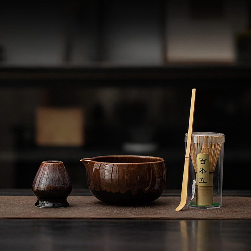 JIKANNOYA 抹茶 セット matcha set 茶道具 4点セット 抹茶茶碗 bowl 茶杓 茶せん 百本立 whisk 茶筅立て くせ直し お手入れも簡単 初心者 自宅用 ceremony 母の日 父の日 誕生日 贈り物 gift 持ち運び おしゃれ cute 高級 おうち時間グッズ CJ175