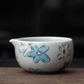 抹茶茶碗(スカイグレー花柄、500ml)