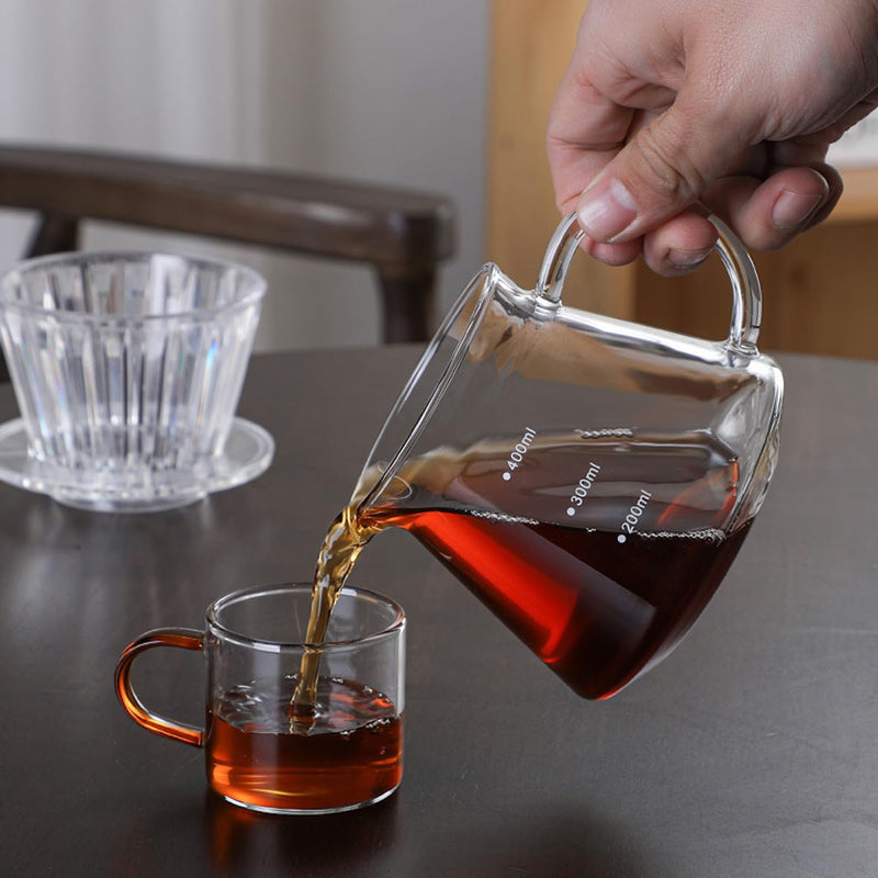 JIKANNOYA コーヒードリッパー 400ml ハンドドリップセット コーヒーサーバー 割れない 目盛付き 高ホウ素シリカガラス材料 耐熱ガラス 直火対応 耐寒性 ドリッパー 電子レンジ·食洗機対応 コーヒー用品 洗いやすい 多用途 家用 喫茶店 1~2杯用