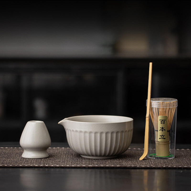 JIKANNOYA 抹茶 セット matcha set 茶道具 4点セット陶器 抹茶茶碗 bowl 茶杓 茶せん 百本立 whisk 茶筅立て くせ直し お手入れも簡単 初心者 自宅用 ceremony 母の日 父の日 誕生日 贈り物 gift おしゃれ cute 高級 おうち時間グッズ CJ168