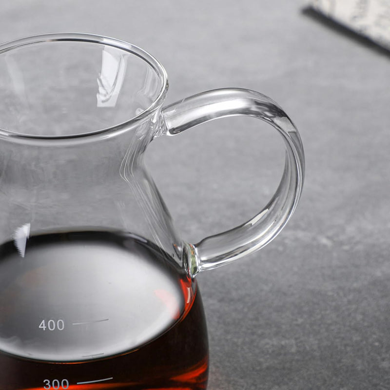 JIKANNOYA コーヒーサーバー 割れない コーヒー サーバー 高ホウ素シリカガラス 耐熱ガラス 直火対応 耐寒性 コーヒーポット 目盛り付き 透明 電子レンジ 食洗機対応 コーヒー用品 使いやすい 洗いやすい 多用途 家用 喫茶店 1~3杯用 500ml KF33