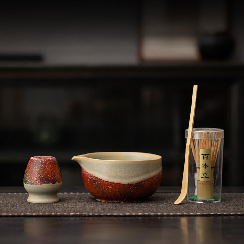 JIKANNOYA 抹茶 セット matcha set 茶道具 4点セット 抹茶茶碗 bowl 茶杓 茶せん 百本立 whisk 茶筅立て くせ直し お手入れも簡単 初心者 自宅用 ceremony 母の日 父の日 誕生日 贈り物 gift 持ち運び おしゃれ cute 高級 おうち時間グッズ CJ176