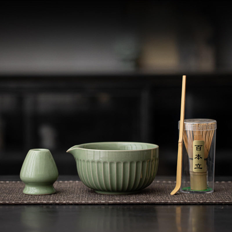 JIKANNOYA 抹茶 セット matcha set 茶道具 4点セット陶器 抹茶茶碗 bowl 茶杓 茶せん 百本立 whisk 茶筅立て くせ直し お手入れも簡単 初心者 自宅用 ceremony 母の日 父の日 誕生日 贈り物 gift おしゃれ cute 高級 おうち時間グッズ CJ168