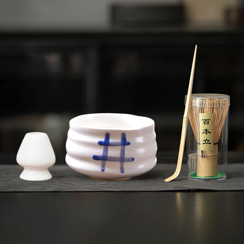 JIKANNOYA 抹茶セット 初心者 お点前セット 茶道具 茶器 セット 4点セット 陶器 抹茶碗 茶杓 茶筅 茶せん 百本立 茶筅立て くせ直し お手入れも簡単 おうち時間グッズ 母の日 父の日 誕生日 贈り物