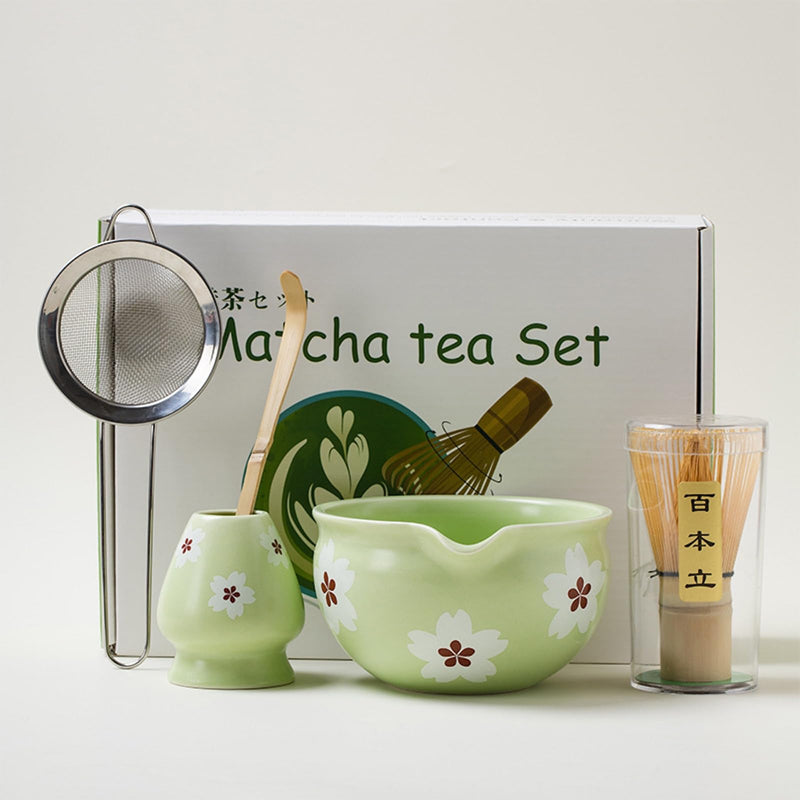JIKANNOYA 抹茶 セット 抹茶セット 自宅用 茶道具 初心者 お点前セット 抹茶 陶器 抹茶茶碗 茶杓 茶杓立て 茶せん 百本立 茶筅立て くせ直し 綿茶巾 抹茶篩 茶道セット matcha set for beginners お手入れも簡単 母の日 父の日 誕生日 贈り物セット おしゃれ 500ml AQCJ60