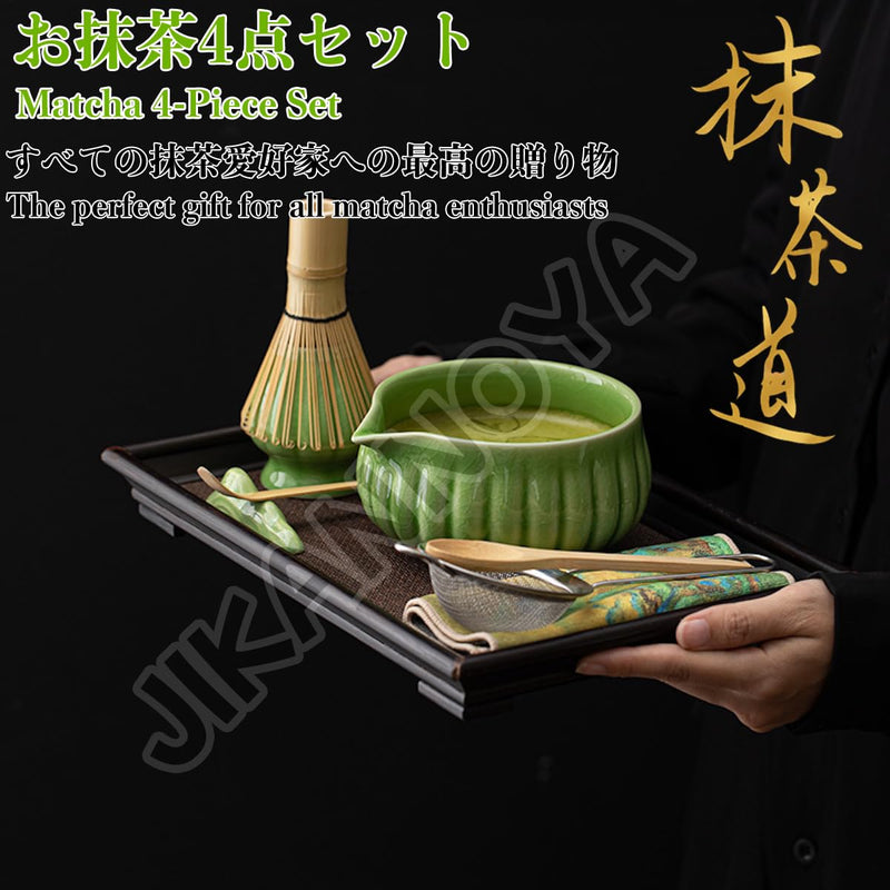JIKANNOYA 抹茶セット 抹茶 セット 自宅用 茶道具 初心者 お点前セット 抹茶茶碗 陶器 茶杓 茶杓立て 茶せん 百本立 茶筅立て くせ直し 茶道セット matcha set for beginners お手入れも簡単 母の日 父の日 誕生日 贈り物 おしゃれ 8点セット 貫入 CJ235