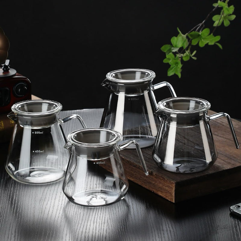 JIKANNOYA コーヒードリッパー ハンドドリップセット コーヒーサーバー 割れない コーヒー サーバー 高ホウ素シリカガラス材料 耐熱ガラス 直火対応 耐寒性 透明 蓋付き 電子レンジ·食洗機対応 目盛り付き コーヒー用品 使いやすい 洗いやすい 多用途 家用 喫茶店 AQKF31