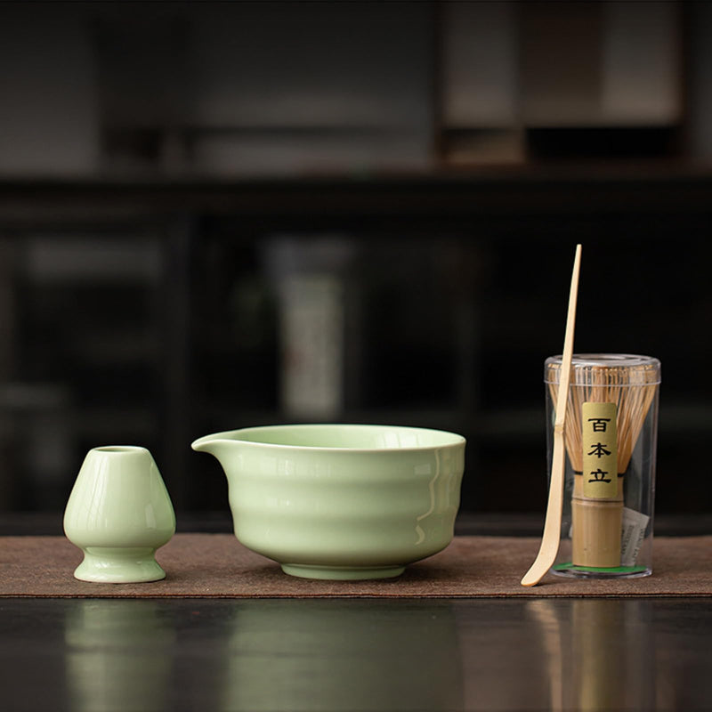 JIKANNOYA 抹茶 セット matcha set 茶道具 4点セット 抹茶茶碗 bowl 茶杓 茶せん 百本立 whisk 茶筅立て くせ直し お手入れも簡単 初心者 自宅用 ceremony 母の日 父の日 誕生日 贈り物 gift 持ち運び おしゃれ cute 高級 おうち時間グッズ CJ196