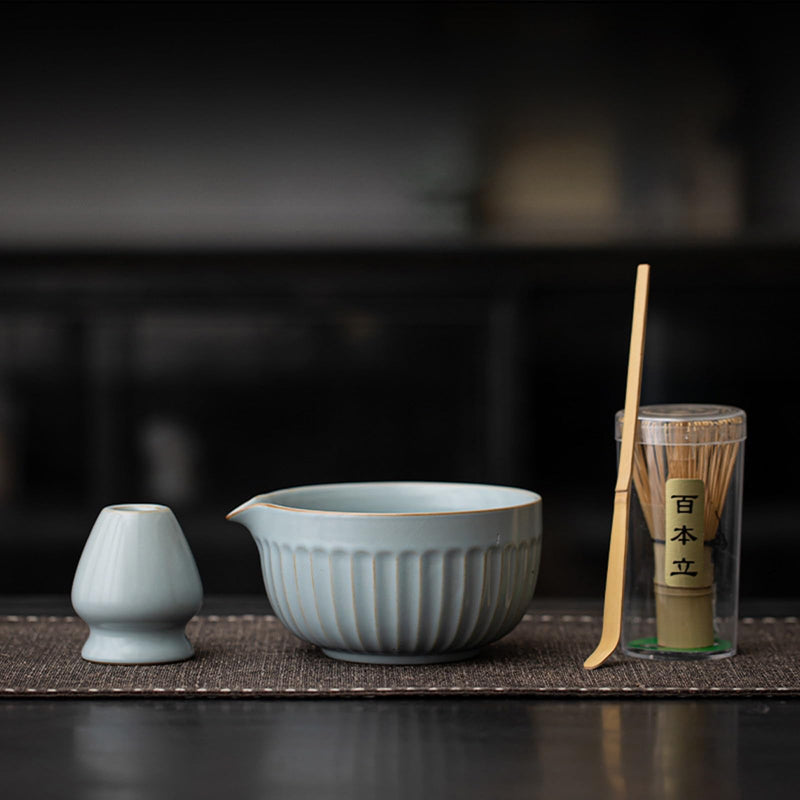 JIKANNOYA 抹茶 セット matcha set 茶道具 4点セット陶器 抹茶茶碗 bowl 茶杓 茶せん 百本立 whisk 茶筅立て くせ直し お手入れも簡単 初心者 自宅用 ceremony 母の日 父の日 誕生日 贈り物 gift おしゃれ cute 高級 おうち時間グッズ CJ168