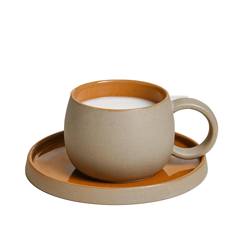 JIKANNOYA コーヒーカップ 陶器 ソーサー セット セラミック カップアンドソーサー ティーカップ 電子レンジ 食洗機対応 コーヒー 珈琲 お茶 ティー 高級 レトロ おしゃれ ソーサー付き 自宅用 カフェ食器 喫茶店 業務用 結婚祝い ギフト KFB05