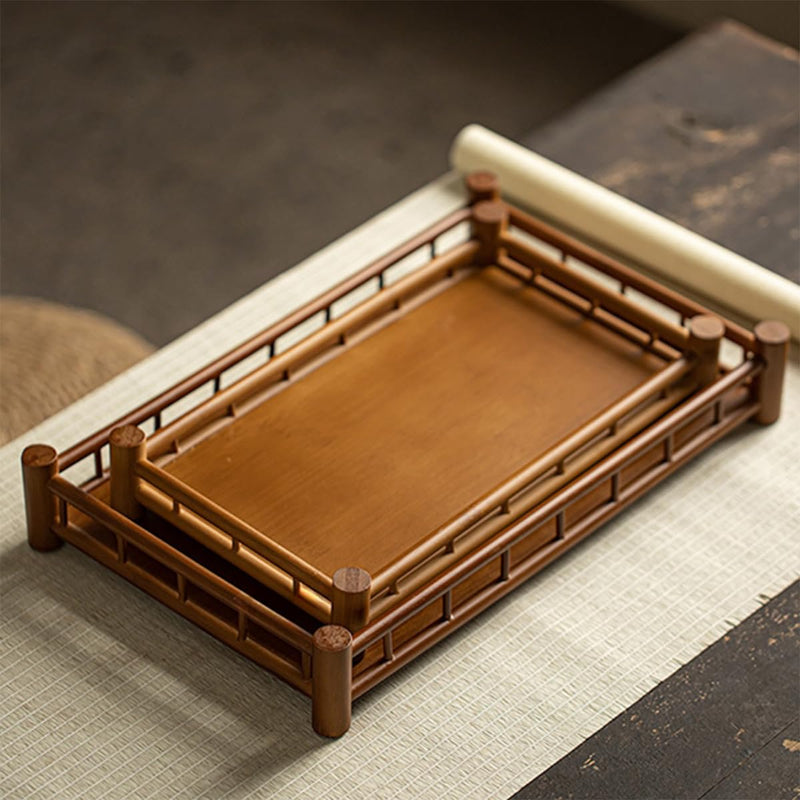 JIKANNOYA トレー お盆 竹製 滑らないトレー 天然竹 多目的トレイ 小物入れ 北欧 トレイ カフェトレー コースター 茶托 ティートレー 前菜プレート ランチョン お膳 お茶 食事用 卓上用トレイ 定食用 多機能 便利 家庭用 業務用 AQTP26-b