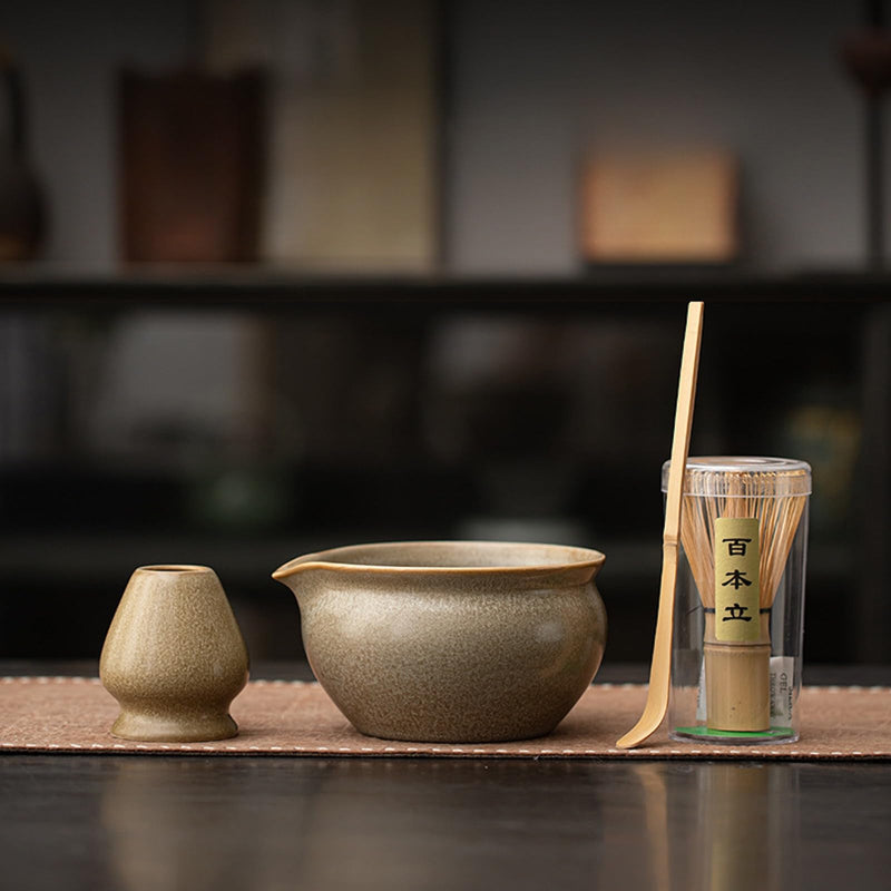 JIKANNOYA 抹茶セット 抹茶 セット 自宅用 茶道具 初心者 お点前セット 抹茶 陶器 抹茶茶碗 茶杓 茶杓立て 茶せん 百本立 茶筅立て くせ直し 綿茶巾 抹茶篩 茶道セット matcha set for beginners お手入れも簡単 母の日 父の日 誕生日 贈り物 おしゃれ 550ml AQCJ102