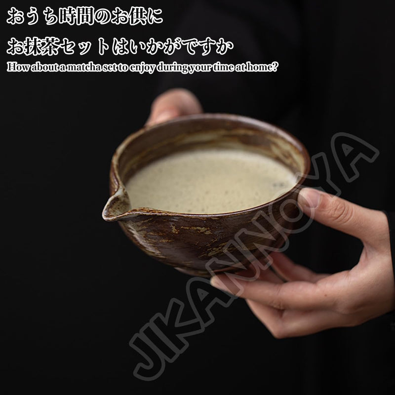 JIKANNOYA 抹茶セット 茶道具 初心者 自宅用 お点前セット 4点セット 茶杓 茶筅 茶せん 百本立 茶筅立て くせ直し 抹茶篩 綿茶巾 陶器茶杓立て お手入れも簡単 母の日 父の日 誕生日 贈り物 おしゃれ AQCJ55