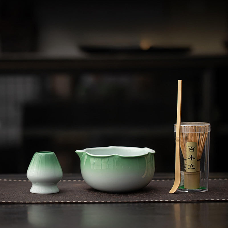 JIKANNOYA 抹茶 セット matcha set 初心者 茶道具 4点セット 陶器 抹茶茶碗 bowl 茶杓 茶せん 百本立 whisk 茶筅立て くせ直し お手入れも簡単 自宅用 ceremony 母の日 父の日 誕生日 贈り物 gift おしゃれ cute 高級 おうち時間グッズ 花 CJ191