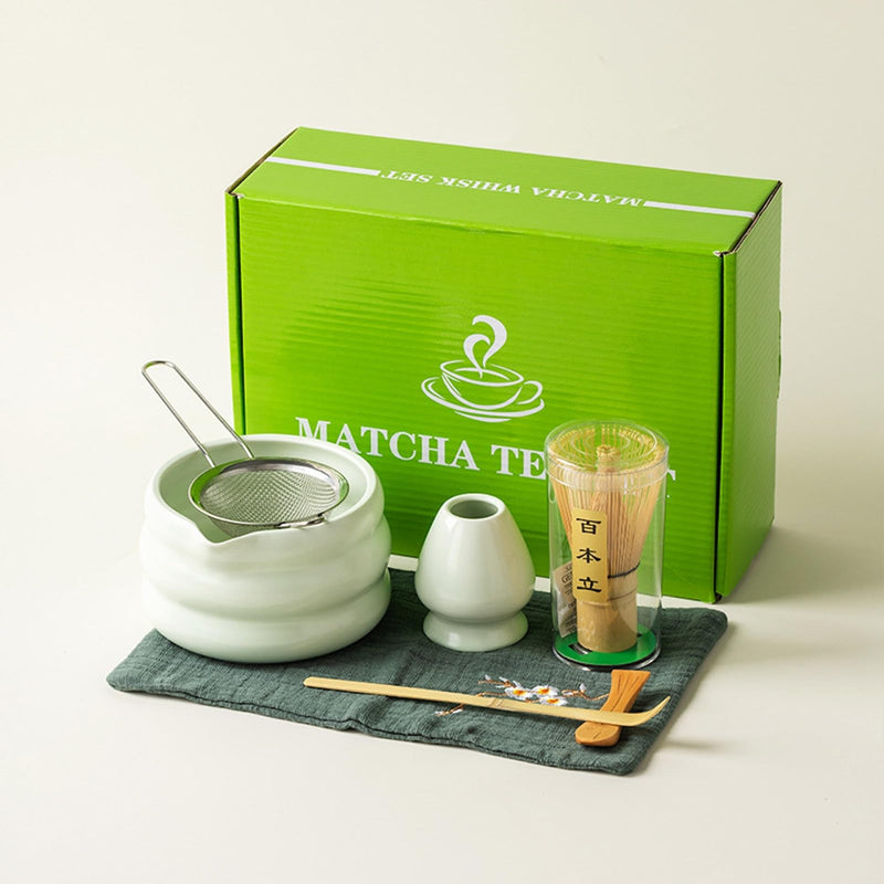 JIKANNOYA 抹茶セット 茶道具 初心者 抹茶 セット お点前セット 抹茶 陶器 抹茶茶碗 茶杓 茶杓立て 茶せん 百本立 茶筅立て くせ直し 綿茶巾 抹茶篩 茶道セット matcha set for beginners お手入れも簡単 母の日 父の日 誕生日 贈り物セット 500ml AQCJ39