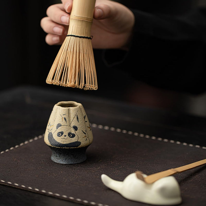 JIKANNOYA 抹茶セット 抹茶 セット 自宅用 茶道具 初心者 お点前セット 抹茶 陶器 抹茶茶碗 茶杓 ネコ茶杓立て 茶せん 百本立 茶筅立て くせ直し 綿茶巾 抹茶篩 茶道セット matcha set for beginners お手入れも簡単 母の日 父の日 誕生日 贈り物 おしゃれ 8点セット 550ml CJ148