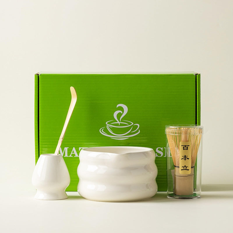 JIKANNOYA 抹茶セット 茶道具 初心者 抹茶 セット お点前セット 抹茶 陶器 抹茶茶碗 茶杓 茶杓立て 茶せん 百本立 茶筅立て くせ直し 綿茶巾 抹茶篩 茶道セット matcha set for beginners お手入れも簡単 母の日 父の日 誕生日 贈り物セット 500ml AQCJ39