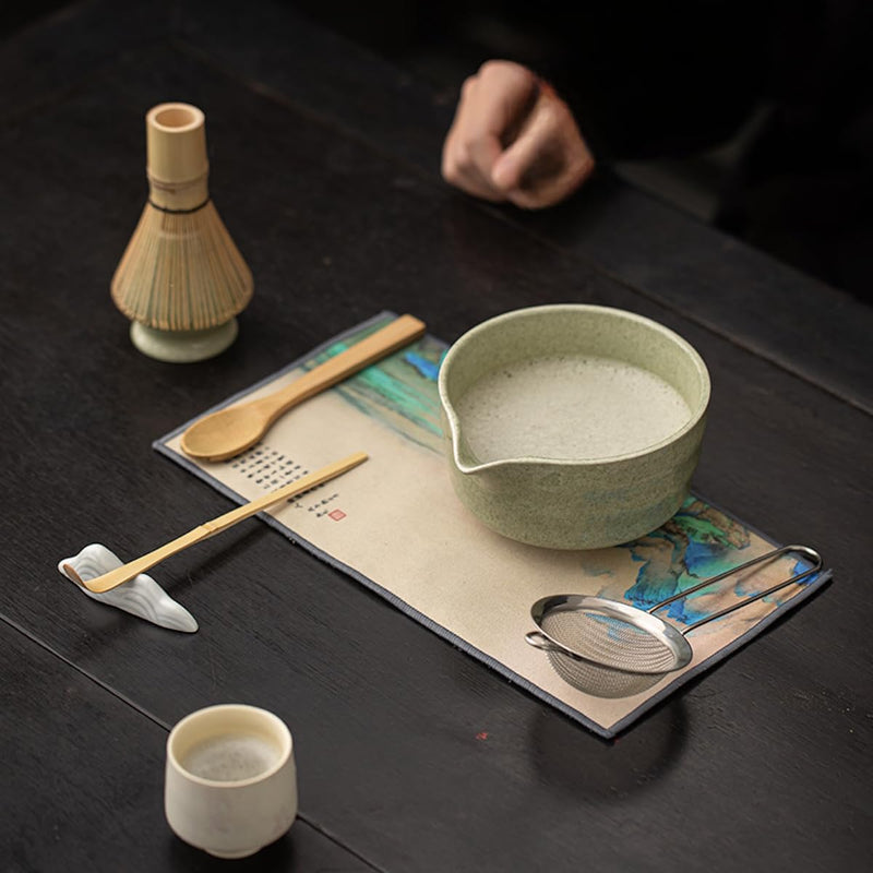 JIKANNOYA 抹茶セット 抹茶 セット 自宅用 茶道具 初心者 お点前セット 抹茶 陶器 抹茶茶碗 茶杓 茶杓立て 茶せん 百本立 茶筅立て くせ直し 綿茶巾 抹茶篩 茶道セット matcha set for beginners お手入れも簡単 母の日 父の日 誕生日 贈り物 おしゃれ CJ199