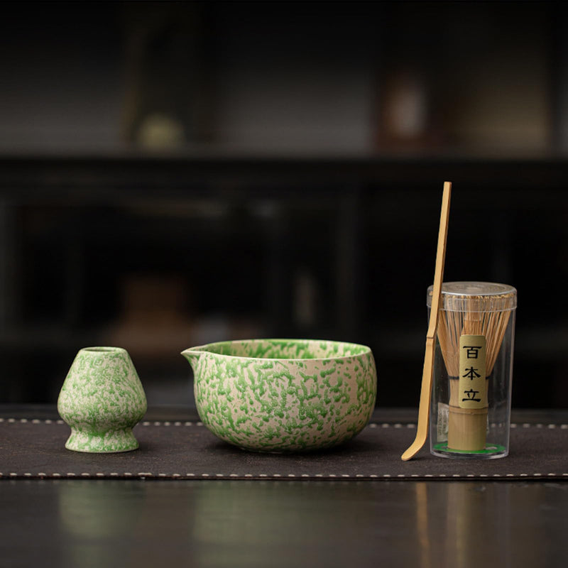 JIKANNOYA 抹茶 セット matcha set 初心者 茶道具 4点セット 陶器 抹茶茶碗 bowl 茶杓 茶せん 百本立 whisk 茶筅立て くせ直し お手入れも簡単 自宅用 ceremony 母の日 父の日 誕生日 贈り物 gift おしゃれ cute 高級 おうち時間グッズ CJ181