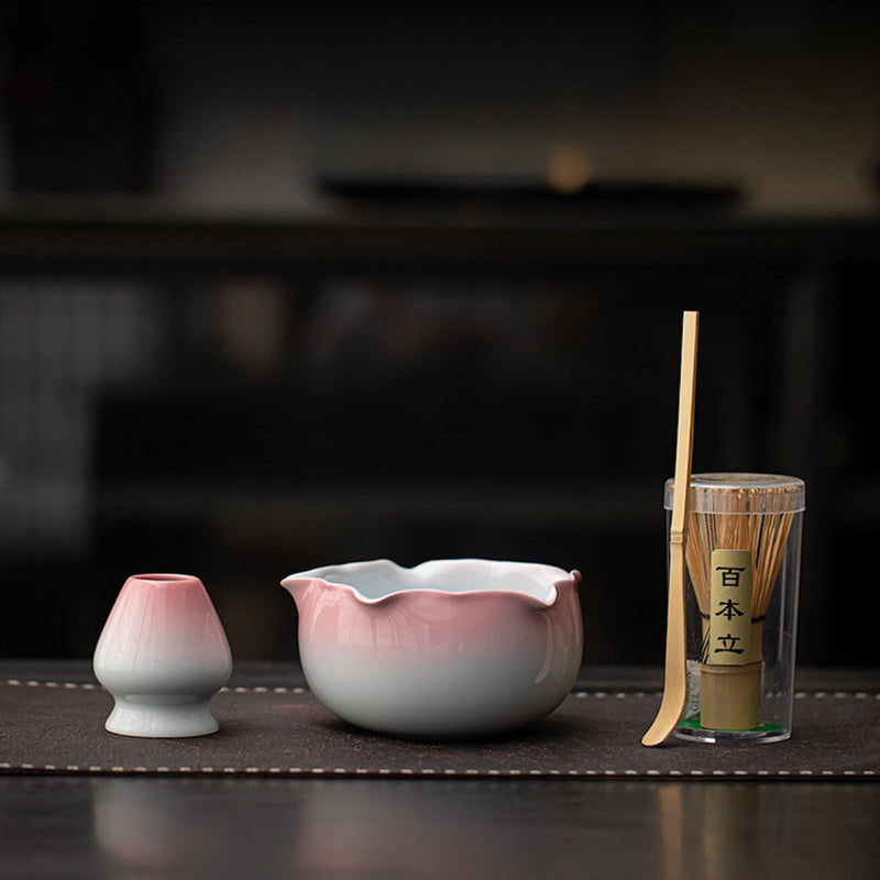 JIKANNOYA 抹茶 セット matcha set 初心者 茶道具 4点セット 陶器 抹茶茶碗 bowl 茶杓 茶せん 百本立 whisk 茶筅立て くせ直し お手入れも簡単 自宅用 ceremony 母の日 父の日 誕生日 贈り物 gift おしゃれ cute 高級 おうち時間グッズ 花 CJ191