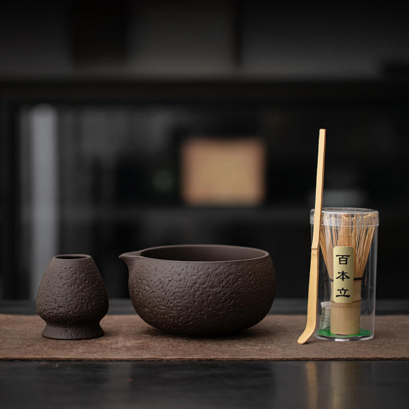 JIKANNOYA 抹茶 セット matcha set 茶道具 4点セット陶器 抹茶茶碗 bowl 茶杓 茶せん 百本立 whisk 茶筅立て くせ直し お手入れも簡単 初心者 自宅用 ceremony 母の日 父の日 誕生日 贈り物 gift おしゃれ cute 高級 おうち時間グッズ CJ155