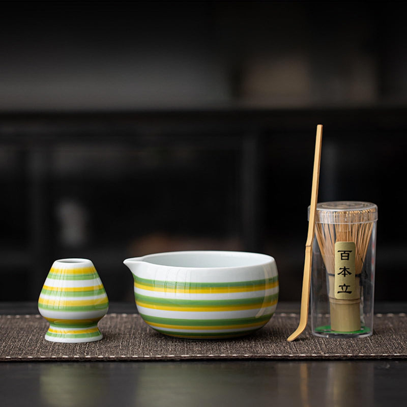 JIKANNOYA 抹茶 セット matcha set 茶道具 4点セット陶器 抹茶茶碗 bowl 茶杓 茶せん 百本立 whisk 茶筅立て くせ直し お手入れも簡単 初心者 自宅用 ceremony 母の日 父の日 誕生日 贈り物 gift おしゃれ cute 高級 おうち時間グッズ CJ166
