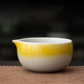 抹茶茶碗(グラデーションイエロー、注ぎ口付き)