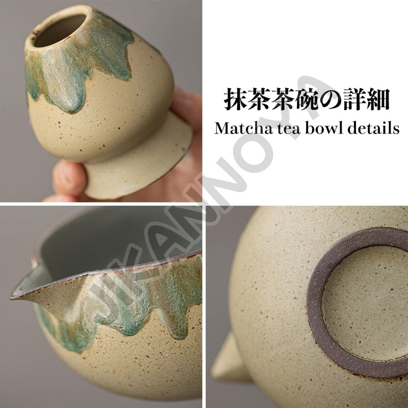 JIKANNOYA 抹茶 セット matcha set 茶道具 4点セット陶器 抹茶茶碗 bowl 茶杓 茶せん 百本立 whisk 茶筅立て くせ直し お手入れも簡単 初心者 自宅用 ceremony 母の日 父の日 誕生日 贈り物 gift おしゃれ cute 高級 おうち時間グッズ CJ164