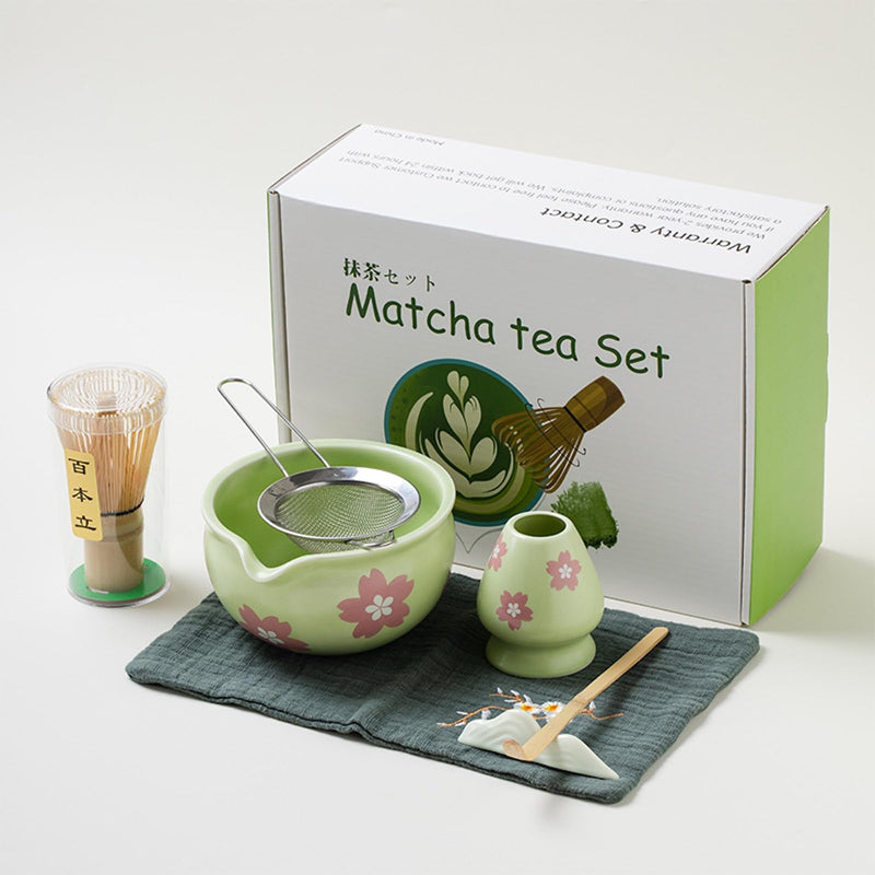 JIKANNOYA 抹茶 セット 抹茶セット 自宅用 茶道具 初心者 お点前セット 抹茶 陶器 抹茶茶碗 茶杓 茶杓立て 茶せん 百本立 茶筅立て くせ直し 綿茶巾 抹茶篩 茶道セット matcha set for beginners お手入れも簡単 母の日 父の日 誕生日 贈り物セット おしゃれ 500ml AQCJ60