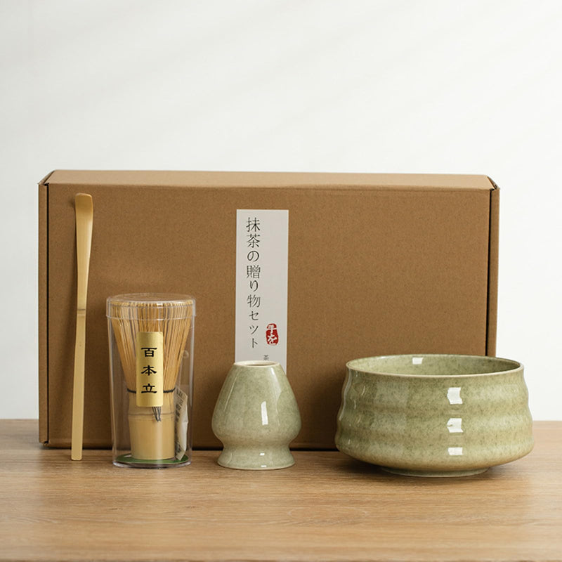 JIKANNOYA 抹茶セット お点前セット 茶道具 セット 4点セット 茶杓 茶筅 茶せん 百本立 茶筅立て くせ直し 初心者 お手入れも簡単 母の日 父の日 誕生日 贈り物 500ml