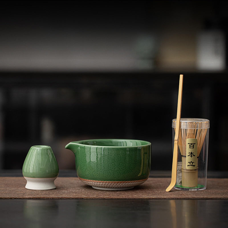 JIKANNOYA 抹茶 セット matcha set 初心者 茶道具 4点セット 陶器 抹茶茶碗 bowl 茶杓 茶せん 百本立 whisk 茶筅立て くせ直し お手入れも簡単 自宅用 ceremony 母の日 父の日 誕生日 贈り物 gift おしゃれ cute 高級 おうち時間グッズ CJ186