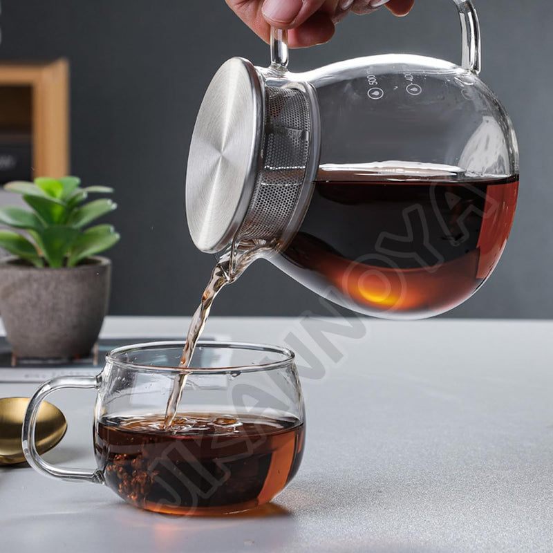 JIKANNOYA コーヒードリッパー ハンドドリップセット コーヒーサーバー 割れない 高ホウ素シリカガラス材料 耐熱ガラス 直火対応 耐寒性 木材 ドリッパー 電子レンジ·食洗機対応 コーヒー用品 目盛り付き 洗いやすい 多用途 家用 喫茶店 1~4杯用 AQKF26