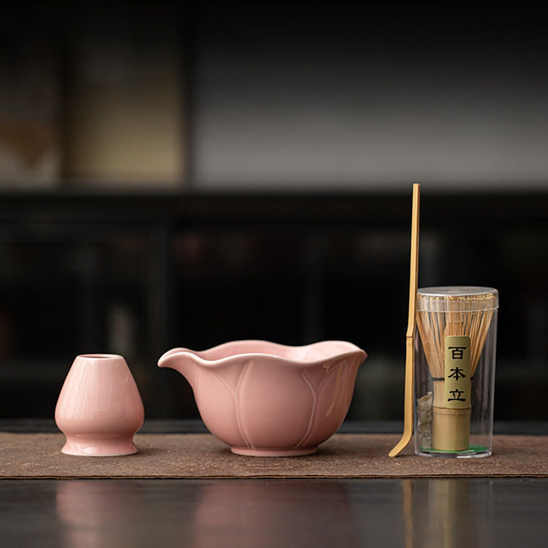 JIKANNOYA 抹茶 セット matcha set 茶道具 4点セット陶器 抹茶茶碗 bowl 茶杓 茶杓立て 茶せん 百本立 whisk 茶筅立て くせ直し 綿茶巾 抹茶篩 お手入れも簡単 初心者 自宅用 ceremony 母の日 父の日 誕生日 贈り物 gift おしゃれ cute 高級 CJ133