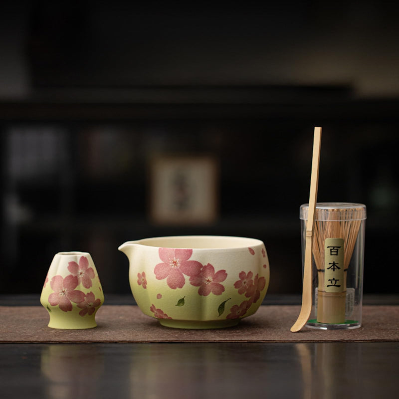 JIKANNOYA 抹茶 セット matcha set 茶道具 4点セット 抹茶茶碗 bowl 茶杓 茶せん 百本立 whisk 茶筅立て くせ直し お手入れも簡単 初心者 自宅用 ceremony 母の日 父の日 誕生日 贈り物 gift 持ち運び おしゃれ cute 高級 おうち時間グッズ CJ225