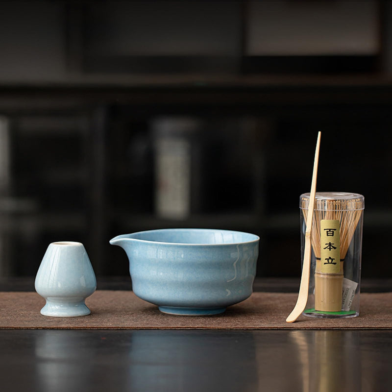 JIKANNOYA 抹茶 セット matcha set 茶道具 4点セット 抹茶茶碗 bowl 茶杓 茶せん 百本立 whisk 茶筅立て くせ直し お手入れも簡単 初心者 自宅用 ceremony 母の日 父の日 誕生日 贈り物 gift 持ち運び おしゃれ cute 高級 おうち時間グッズ CJ196