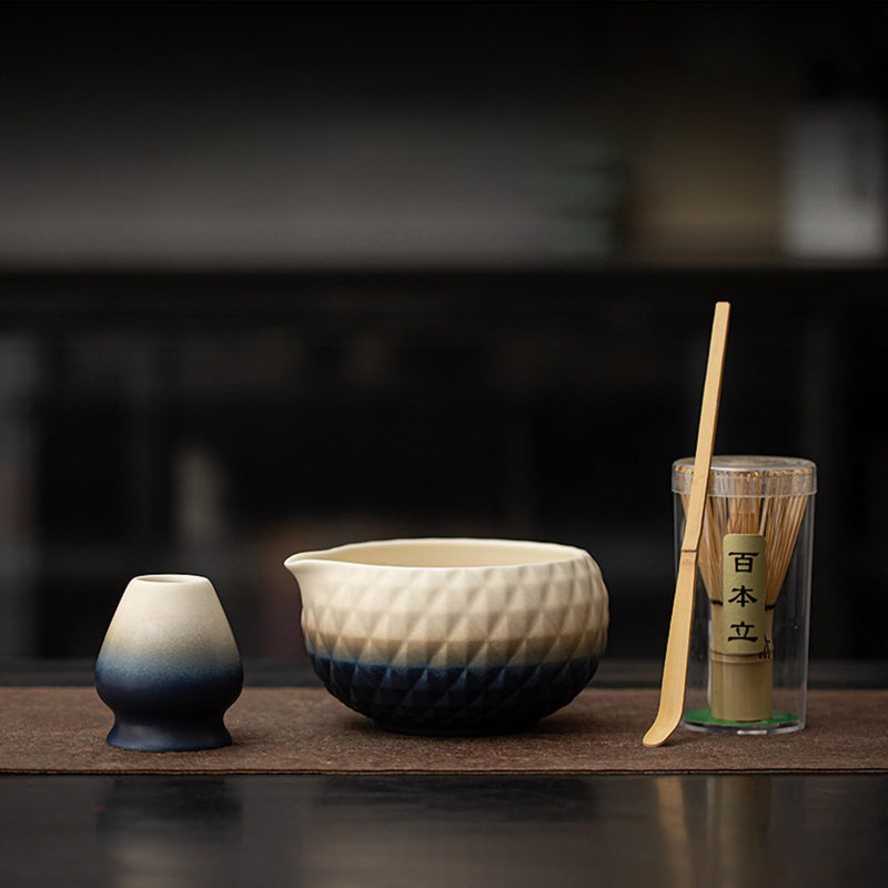 JIKANNOYA 抹茶 セット matcha set 茶道具 4点セット陶器 抹茶茶碗 bowl 茶杓 茶杓立て 茶せん 百本立 whisk 茶筅立て くせ直し 綿茶巾 抹茶篩 お手入れも簡単 初心者 自宅用 ceremony 母の日 父の日 誕生日 贈り物 gift おしゃれ cute 高級 CJ139