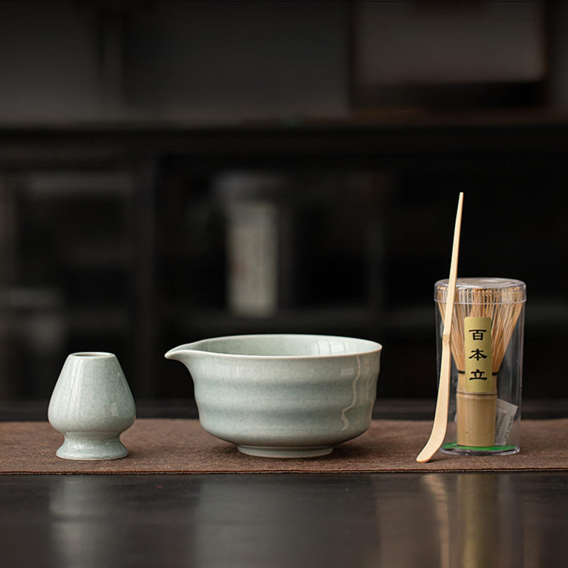 JIKANNOYA 抹茶 セット matcha set 茶道具 4点セット 抹茶茶碗 bowl 茶杓 茶せん 百本立 whisk 茶筅立て くせ直し お手入れも簡単 初心者 自宅用 ceremony 母の日 父の日 誕生日 贈り物 gift 持ち運び おしゃれ cute 高級 おうち時間グッズ CJ196