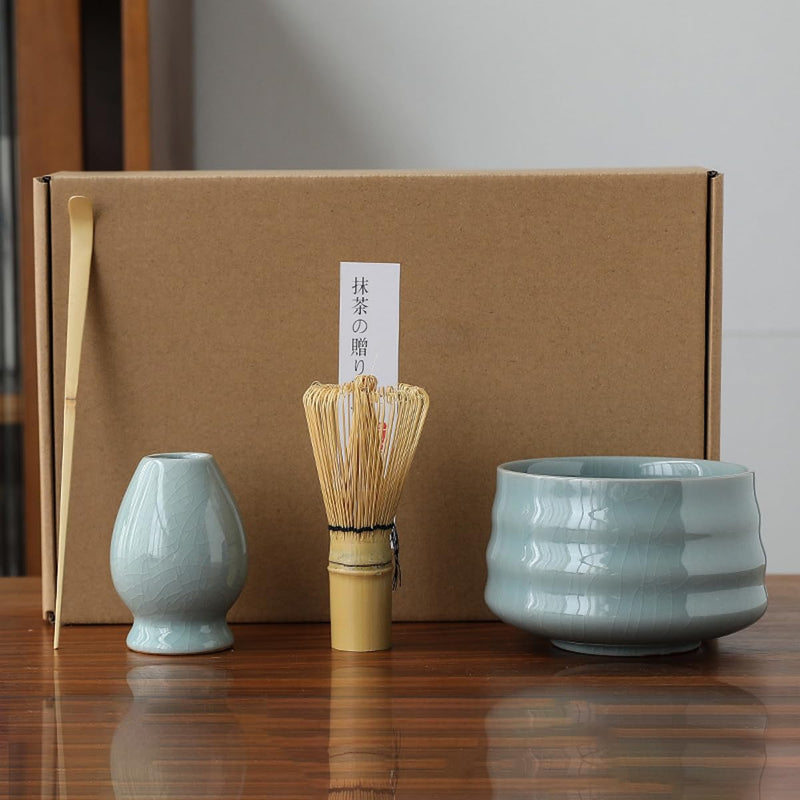 JIKANNOYA 抹茶セット お点前セット 4点セット 茶道具 セット 百本立 茶筅 茶せん 茶筅立て くせ直し 茶杓 お手入れも簡単 おうち時間 初心者さん向け 母の日 誕生日 父の日 贈り物