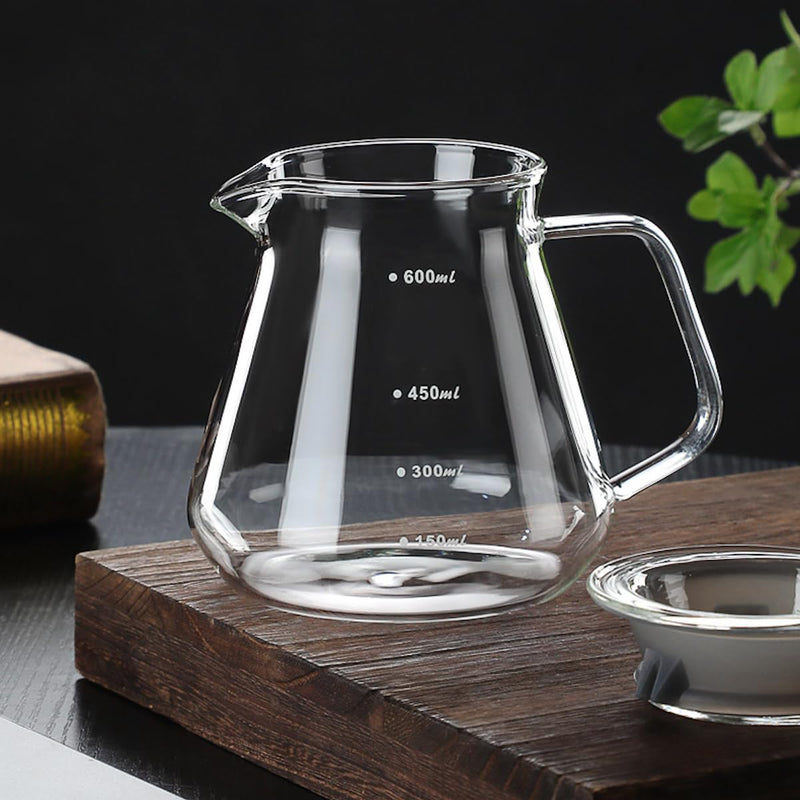 JIKANNOYA コーヒードリッパー ハンドドリップセット コーヒーサーバー 割れない コーヒー サーバー 高ホウ素シリカガラス材料 耐熱ガラス 直火対応 耐寒性 透明 蓋付き 電子レンジ·食洗機対応 目盛り付き コーヒー用品 使いやすい 洗いやすい 多用途 家用 喫茶店 AQKF31