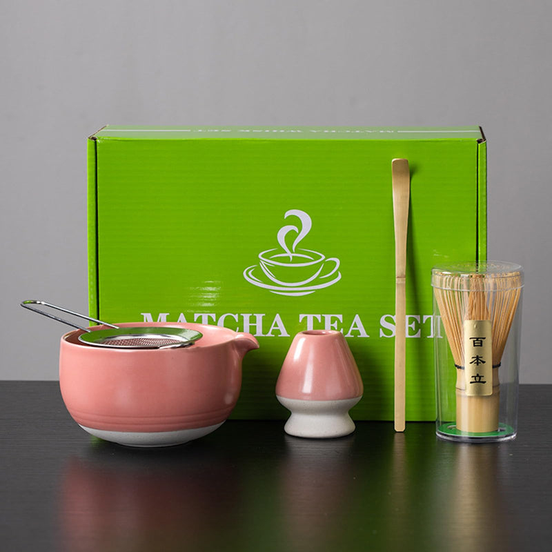 JIKANNOYA 抹茶セット お点前セット 茶道具 セット 5点セット 陶磁器茶碗 注ぎ口付き 茶杓 茶筅 茶せん 百本立 茶筅立て くせ直し 初心者 お手入れも簡単 母の日 父の日 誕生日 贈り物