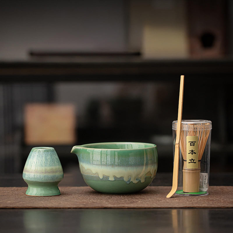 JIKANNOYA 抹茶 セット 抹茶セット 自宅用 茶道具 初心者 お点前セット 抹茶 陶器 抹茶茶碗 茶杓 茶杓立て 茶せん 百本立 茶筅立て くせ直し 綿茶巾 抹茶篩 茶道セット matcha set for beginners お手入れも簡単 母の日 父の日 誕生日 贈り物セット おしゃれ 500ml AQCJ80
