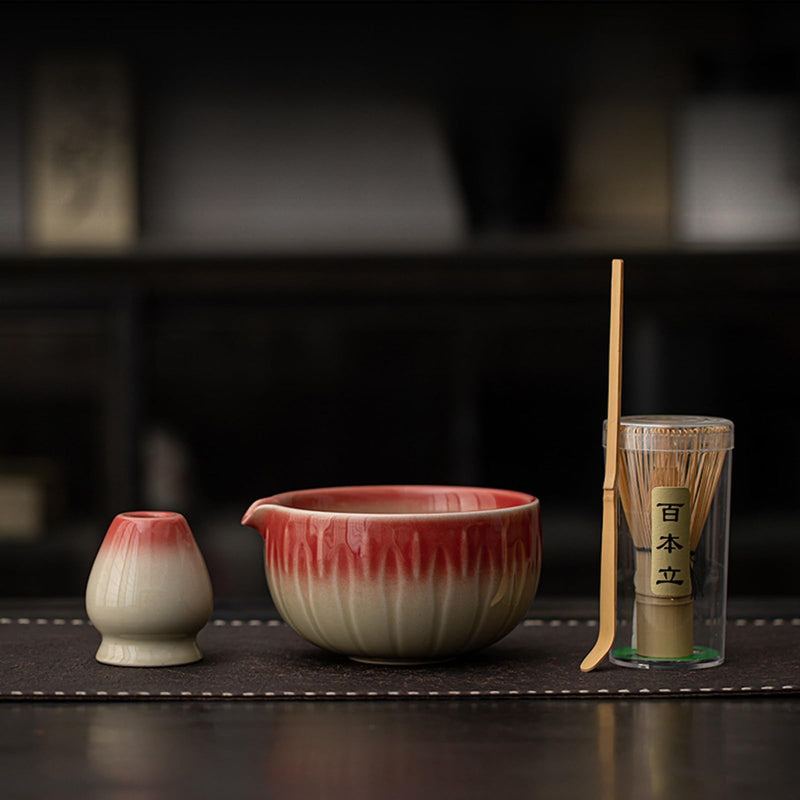 JIKANNOYA 抹茶 セット matcha set 茶道具 4点セット陶器 抹茶茶碗 bowl 茶杓 茶せん 百本立 whisk 茶筅立て くせ直し お手入れも簡単 初心者 自宅用 ceremony 母の日 父の日 誕生日 贈り物 gift おしゃれ cute 高級 おうち時間グッズ CJ169